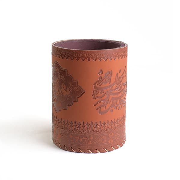 جا قلمی لیوانی چرم مصنوعی طرح دار